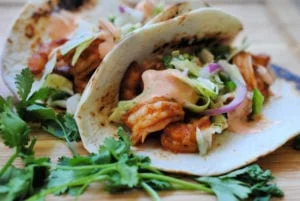 Mexican spicy shrimp tacos