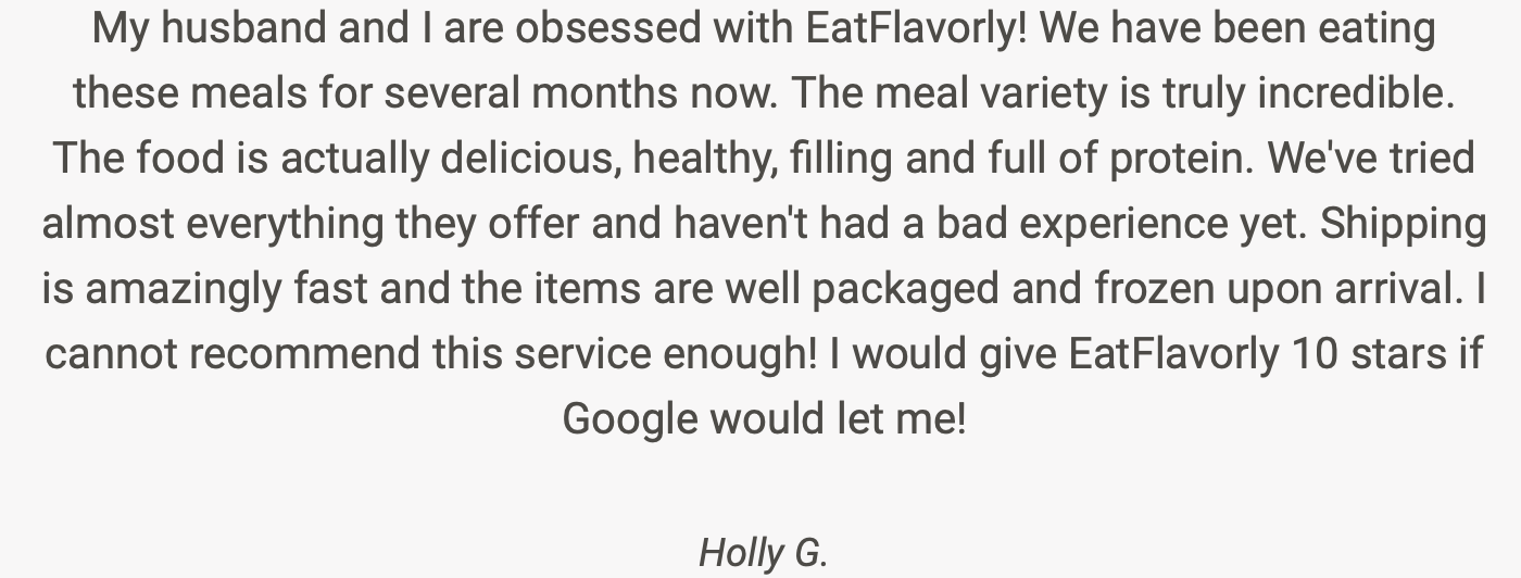 EatFlavorly No Subscription Testimonials - Holly