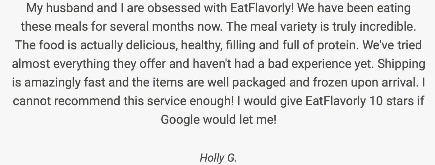 EatFlavorly No Subscription Testimonials - Holly